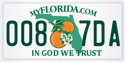 FL license plate 0087DA