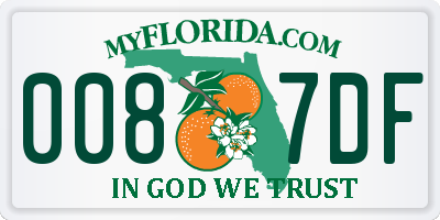 FL license plate 0087DF