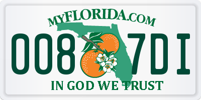 FL license plate 0087DI