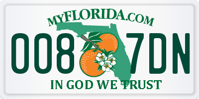 FL license plate 0087DN