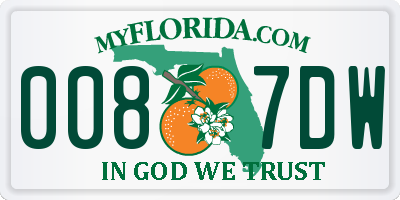 FL license plate 0087DW