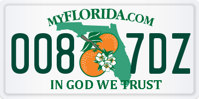 FL license plate 0087DZ