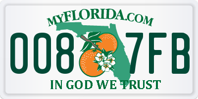 FL license plate 0087FB