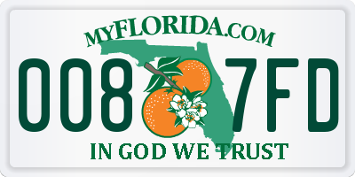 FL license plate 0087FD