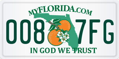 FL license plate 0087FG
