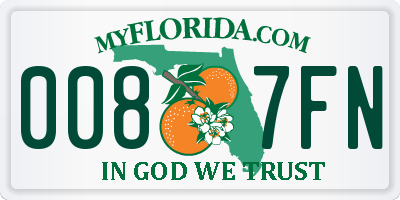 FL license plate 0087FN