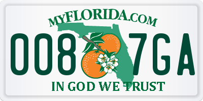FL license plate 0087GA