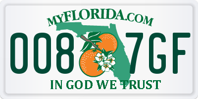 FL license plate 0087GF