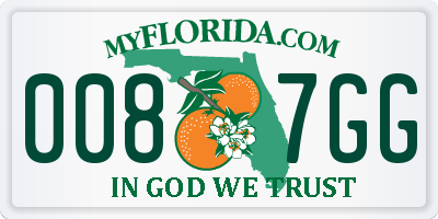 FL license plate 0087GG