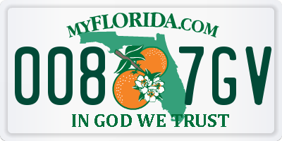 FL license plate 0087GV