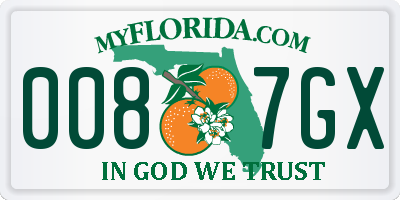 FL license plate 0087GX