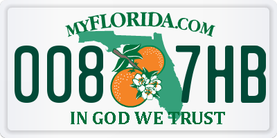FL license plate 0087HB