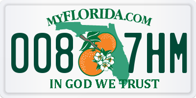 FL license plate 0087HM