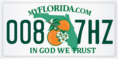 FL license plate 0087HZ