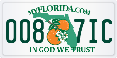 FL license plate 0087IC