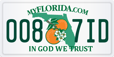 FL license plate 0087ID