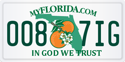 FL license plate 0087IG
