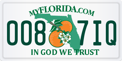 FL license plate 0087IQ