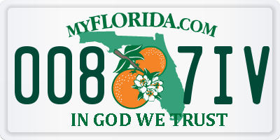 FL license plate 0087IV