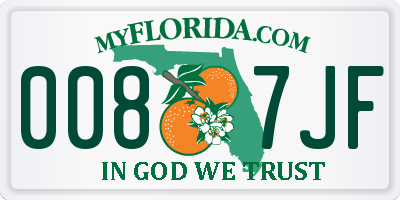 FL license plate 0087JF