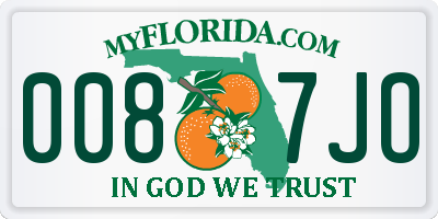 FL license plate 0087JO