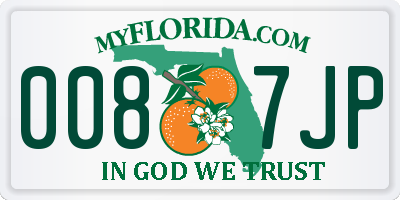 FL license plate 0087JP