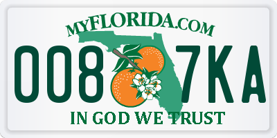 FL license plate 0087KA
