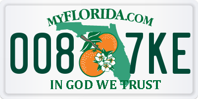 FL license plate 0087KE