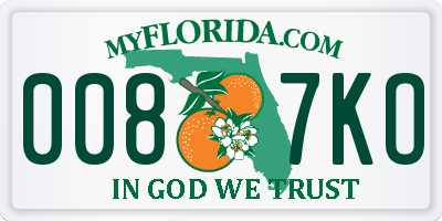 FL license plate 0087KO