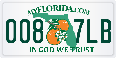 FL license plate 0087LB