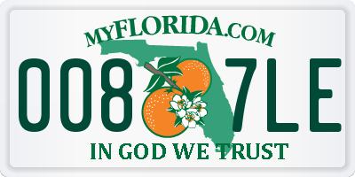 FL license plate 0087LE