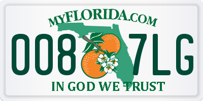 FL license plate 0087LG