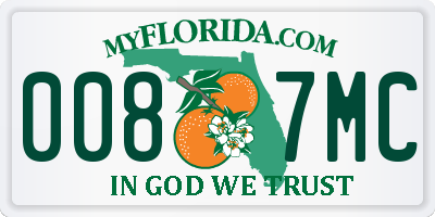 FL license plate 0087MC