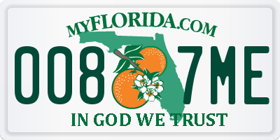 FL license plate 0087ME