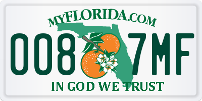 FL license plate 0087MF