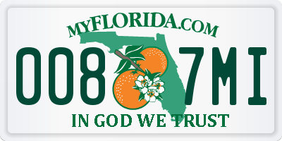 FL license plate 0087MI