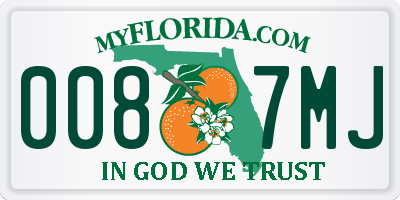 FL license plate 0087MJ