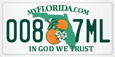 FL license plate 0087ML