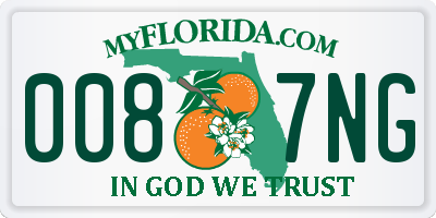 FL license plate 0087NG