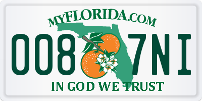 FL license plate 0087NI