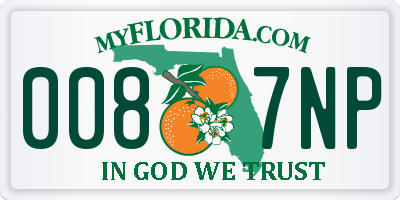 FL license plate 0087NP