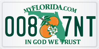 FL license plate 0087NT