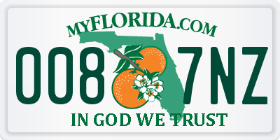 FL license plate 0087NZ