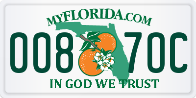 FL license plate 0087OC