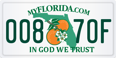 FL license plate 0087OF