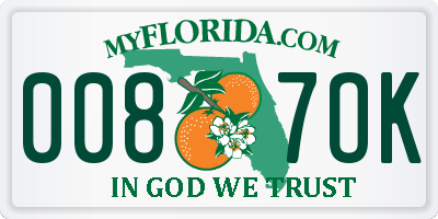 FL license plate 0087OK