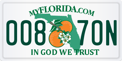 FL license plate 0087ON