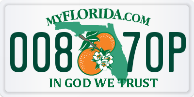 FL license plate 0087OP