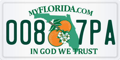 FL license plate 0087PA