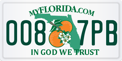 FL license plate 0087PB